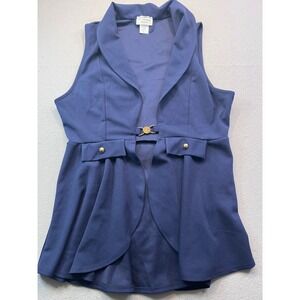 SD Apparel Women's Navy Blue Sleeveless Long Lightweight Vest, Faux Pockets - XL